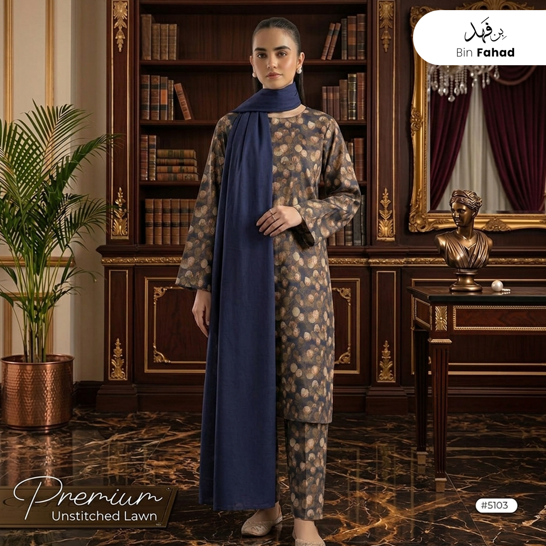 3pcs Premium Lawn Unstitched D-5103