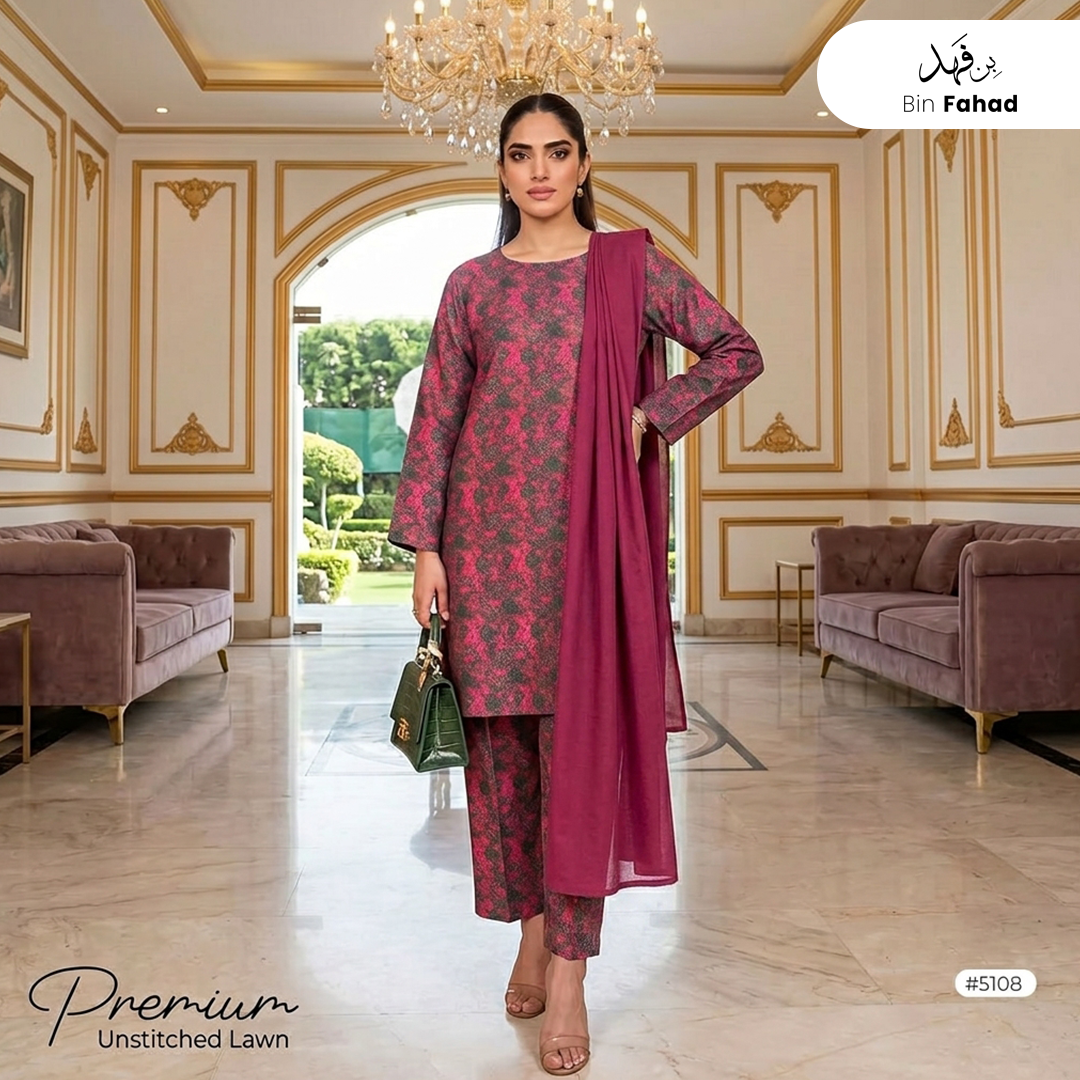 3pcs Premium Lawn Unstitched D-5108