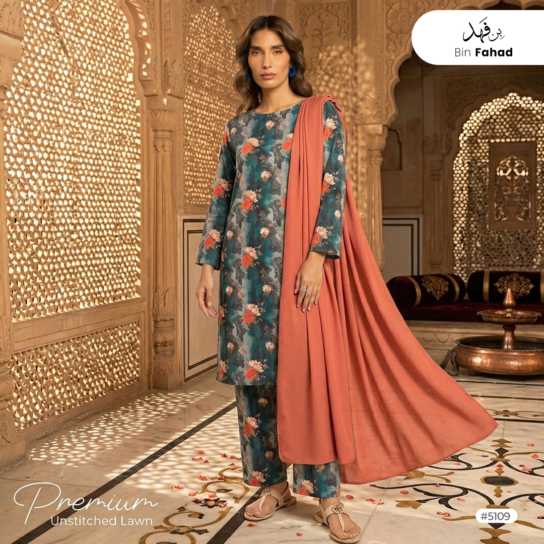 3pcs Premium Lawn Unstitched D-5109