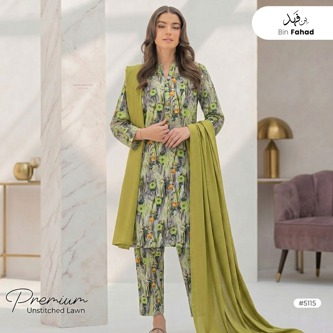 3pcs Premium Lawn Unstitched D-5115