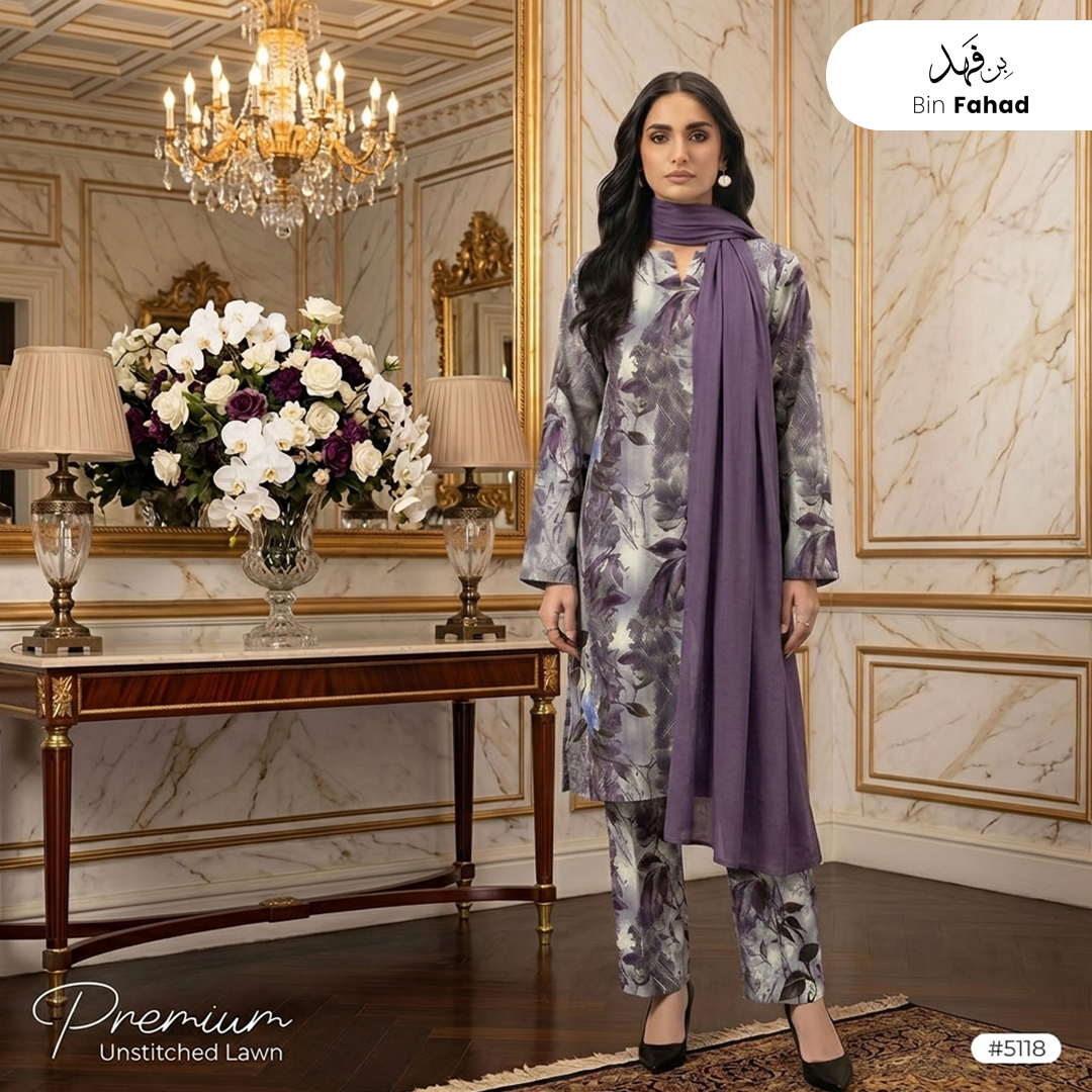 3pcs Premium Lawn Unstitched D-5118