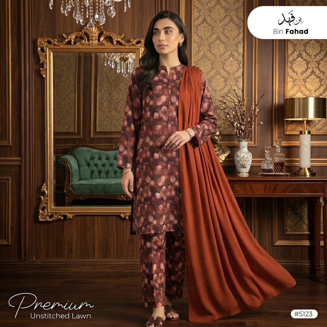 3pcs Premium Lawn Unstitched D-5123