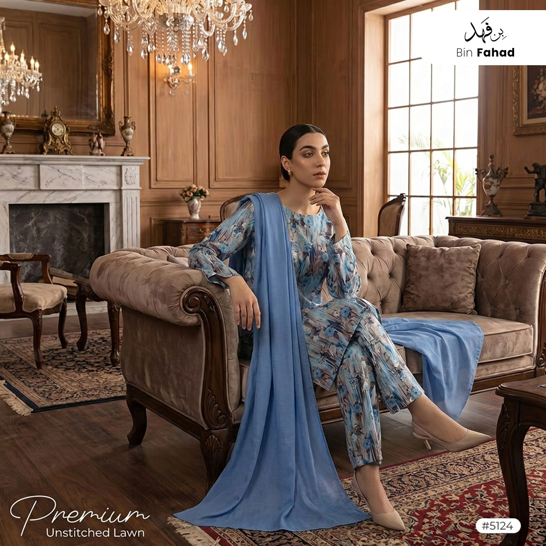 3pcs Premium Lawn Unstitched D-5124