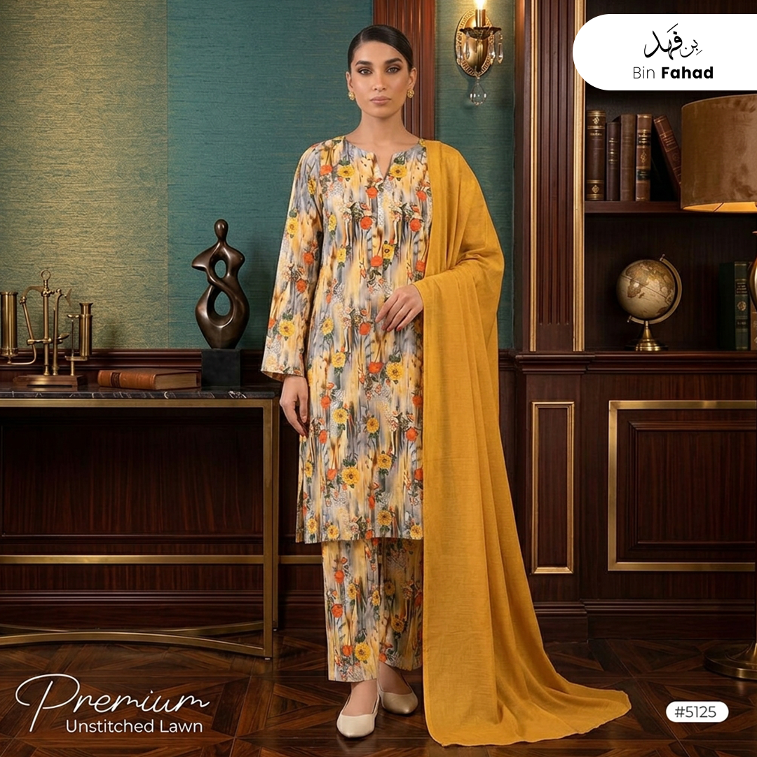 3pcs Premium Lawn Unstitched D-5125
