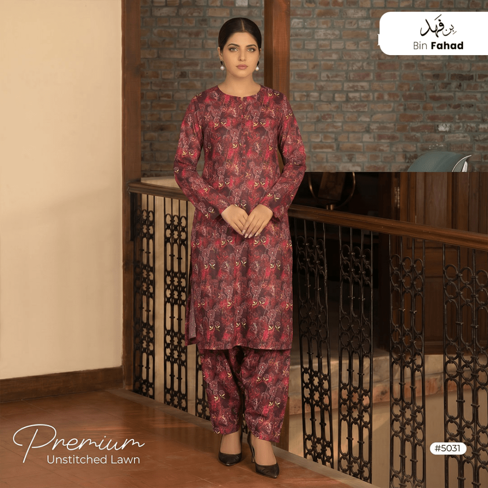 Premium Lawn Unstitched 2pcs (Shirt & Trouser) 5031 - Bin Fahad