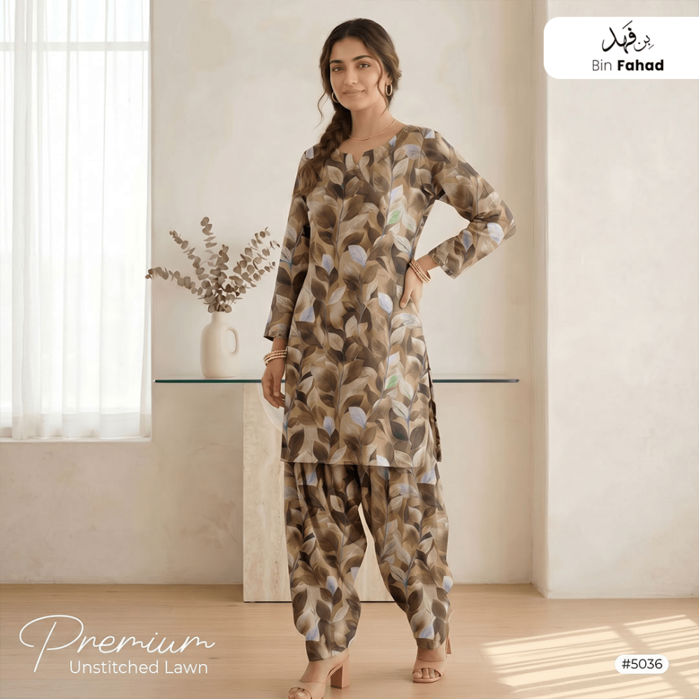 Premium Lawn Unstitched 2pcs (Shirt & Trouser) 5036 - Bin Fahad