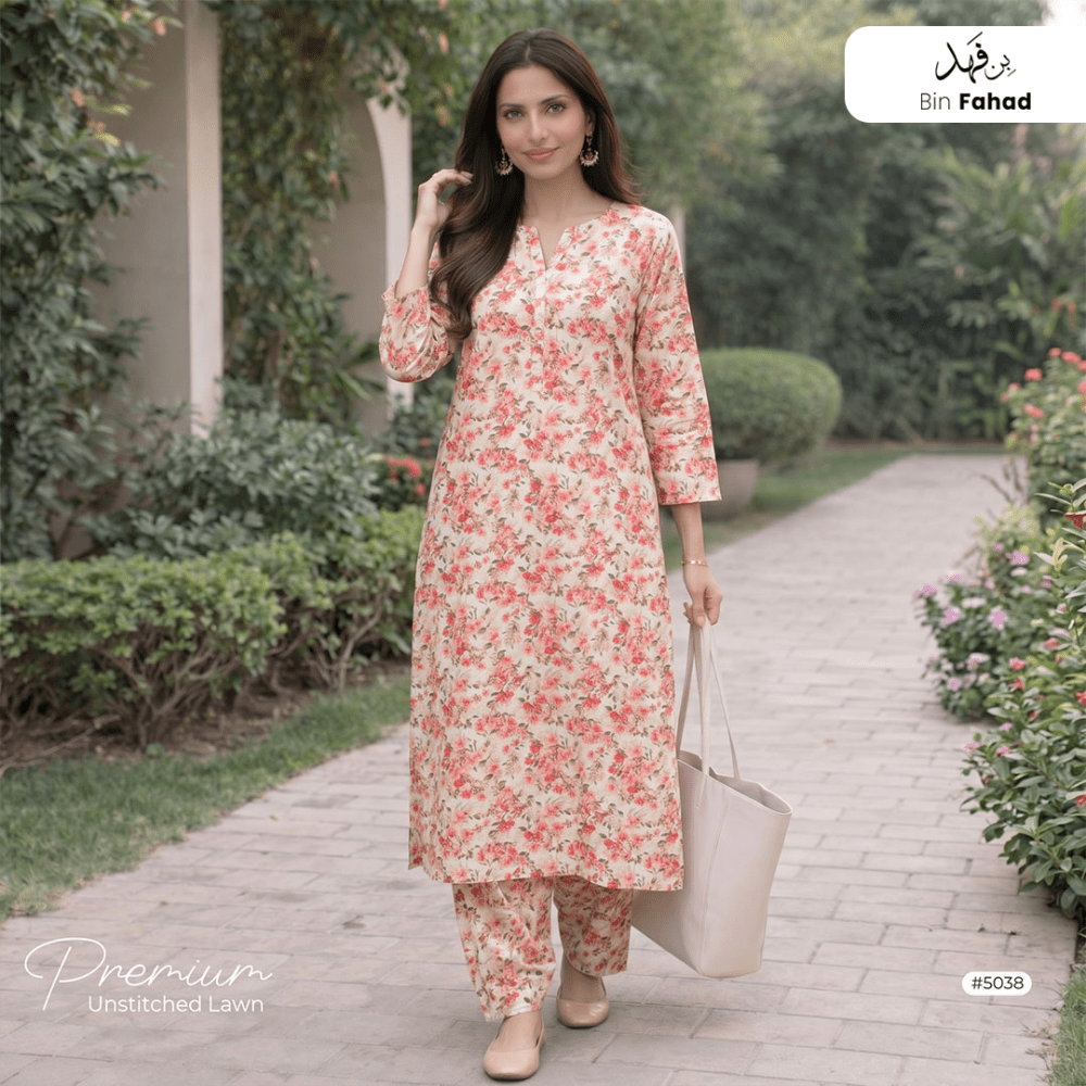 Premium Lawn Unstitched 2pcs (Shirt & Trouser) 5038 - Bin Fahad