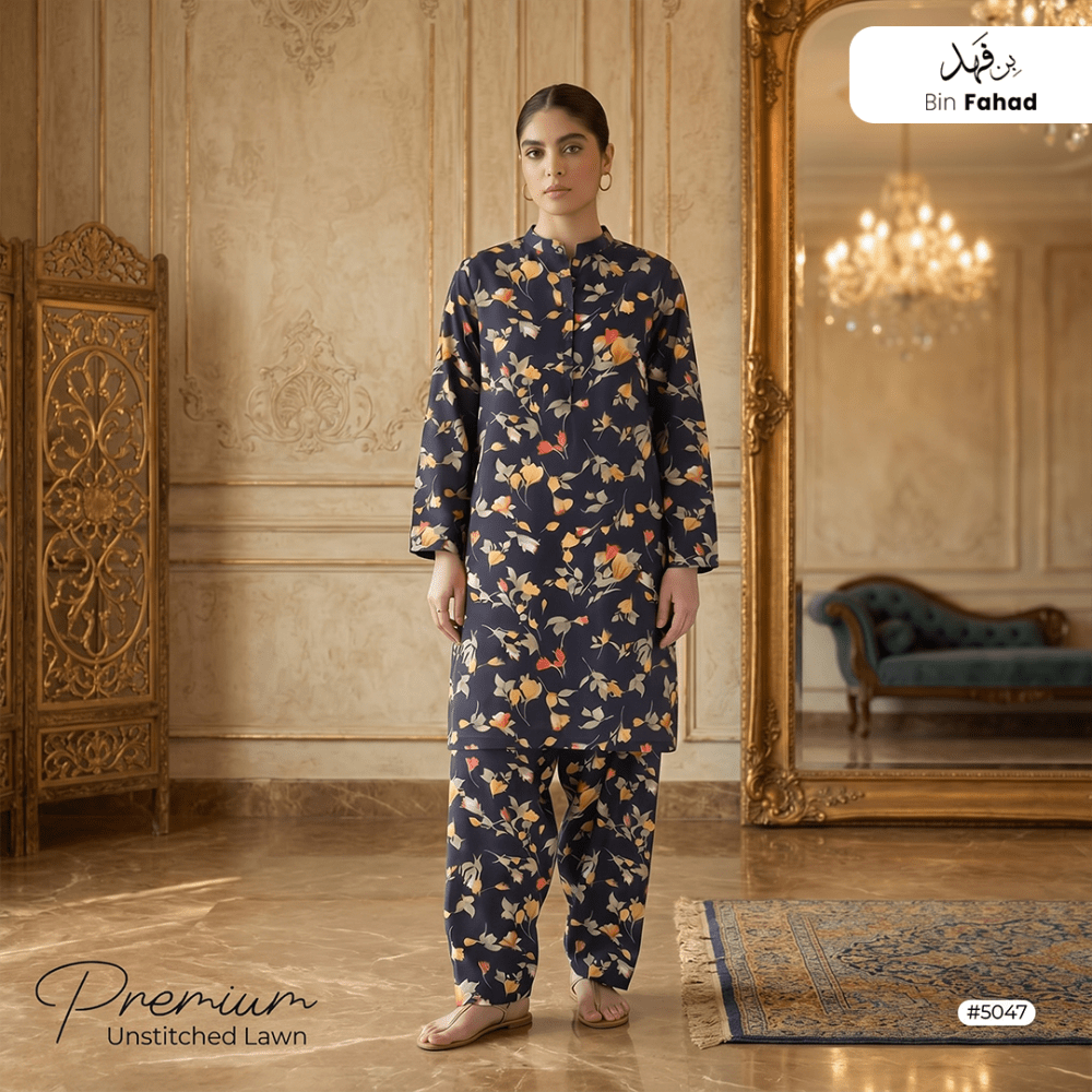 Premium Lawn Unstitched 2pcs (Shirt & Trouser) 5047 - Bin Fahad