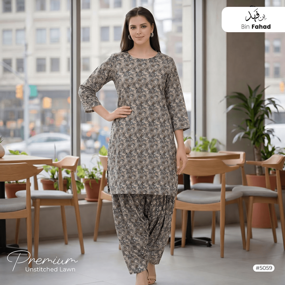 Premium Lawn Unstitched 2pcs (Shirt & Trouser) 5059 - Bin Fahad
