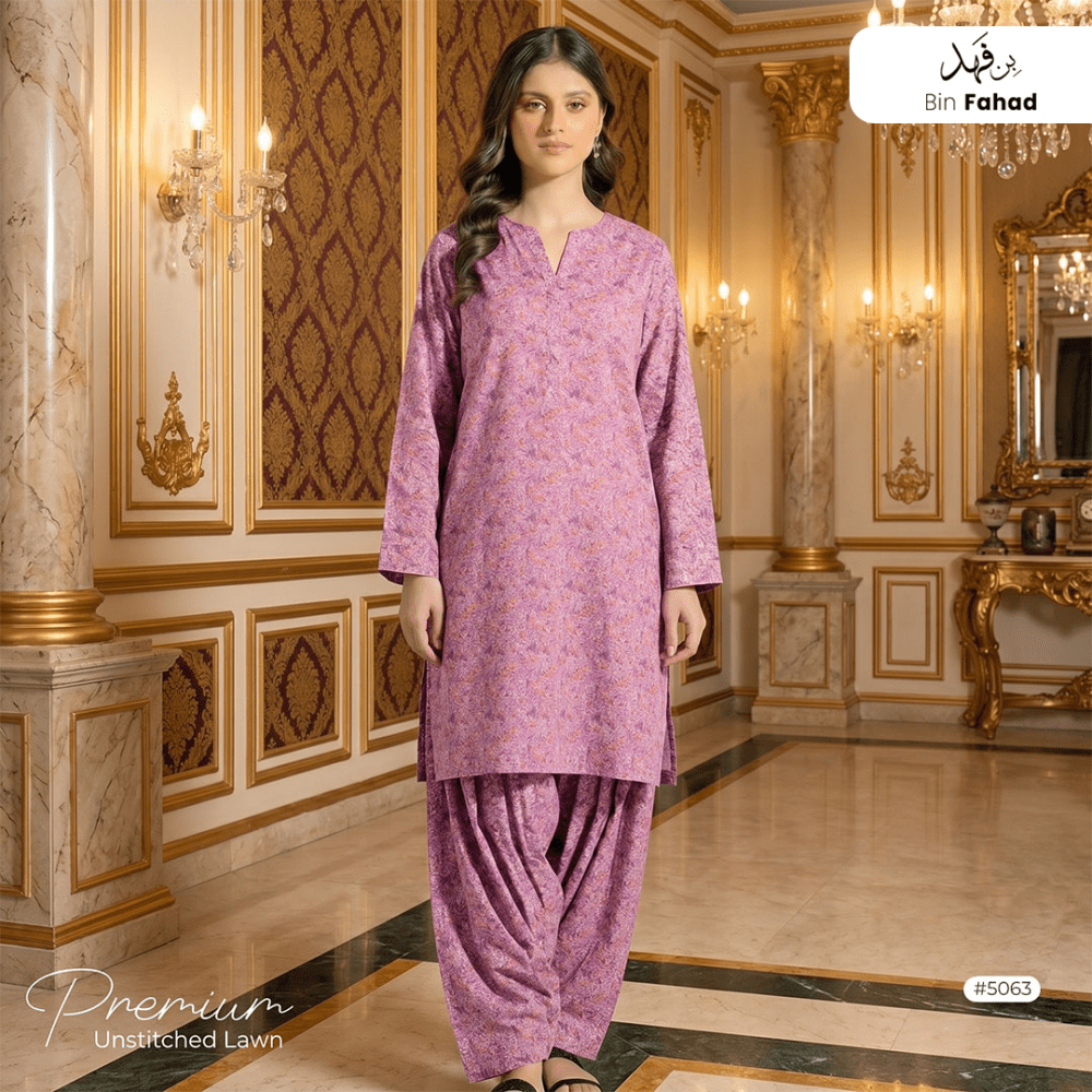 Premium Lawn Unstitched 2pcs (Shirt & Trouser) 5063 - Bin Fahad
