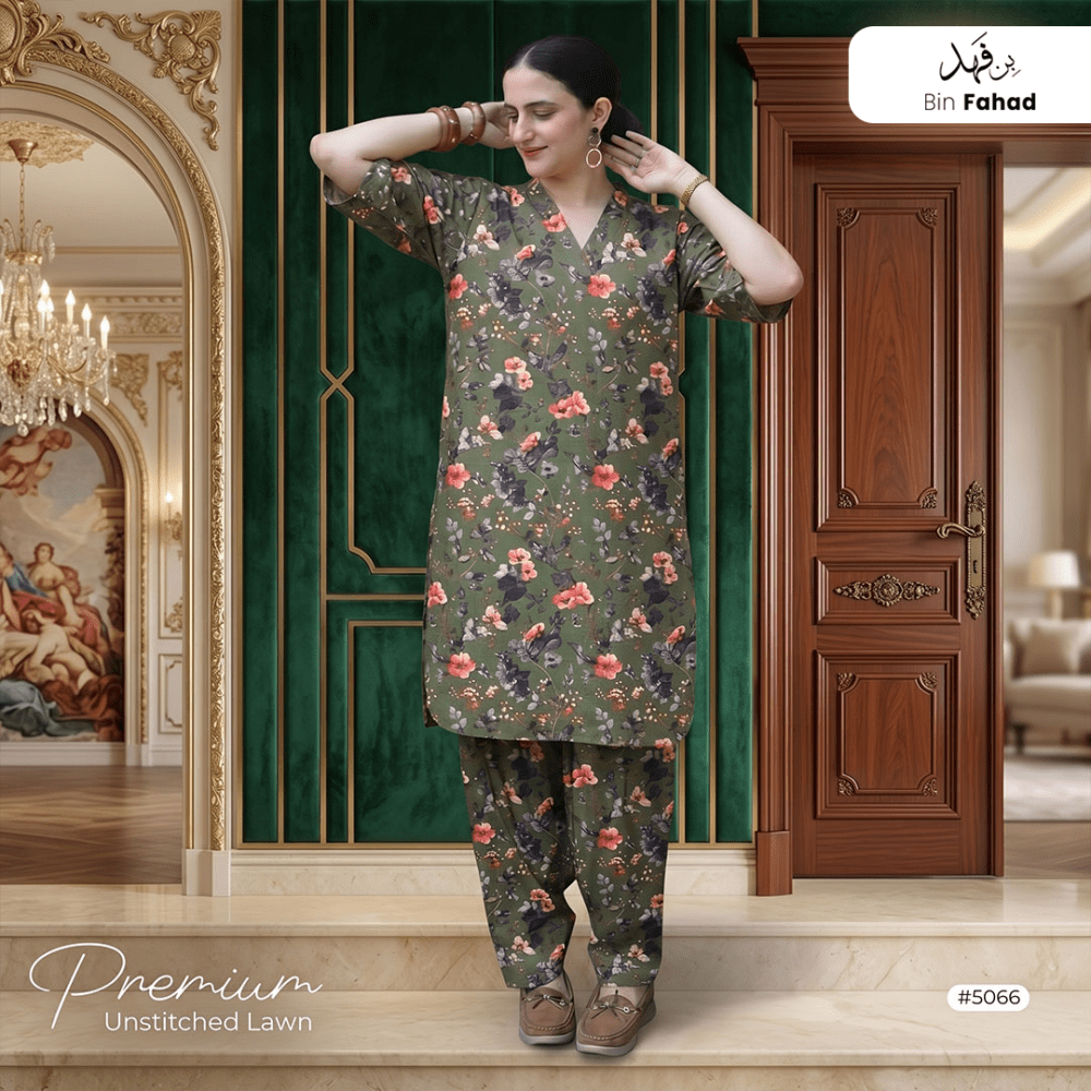 Premium Lawn Unstitched 2pcs (Shirt & Trouser) 5066 - Bin Fahad