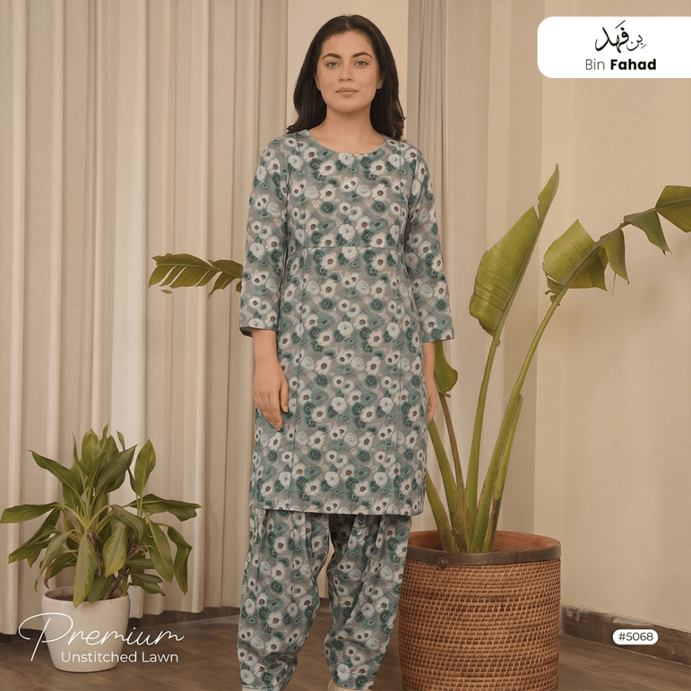 Premium Lawn Unstitched 2pcs (Shirt & Trouser) 5068 - Bin Fahad