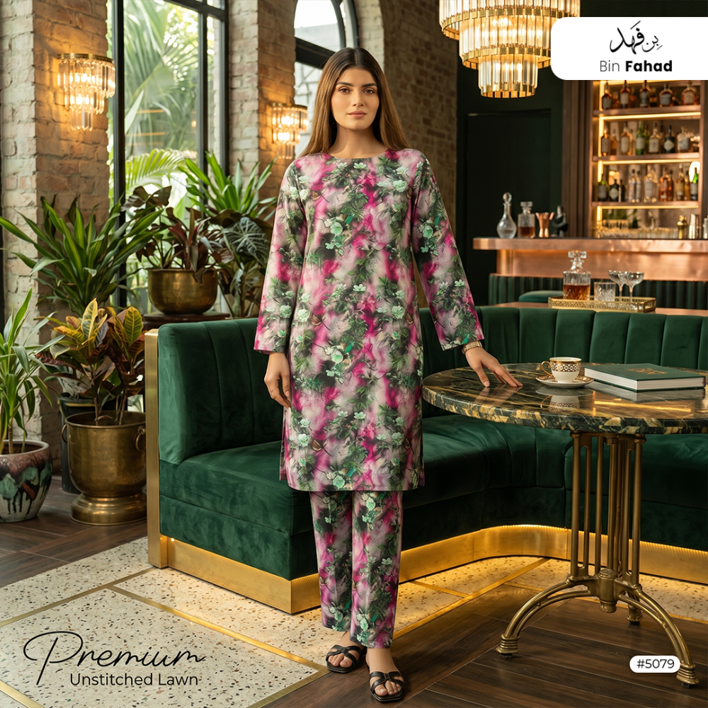 Premium Lawn Unstitched 2pcs (Shirt & Trouser) 5079 - Bin Fahad