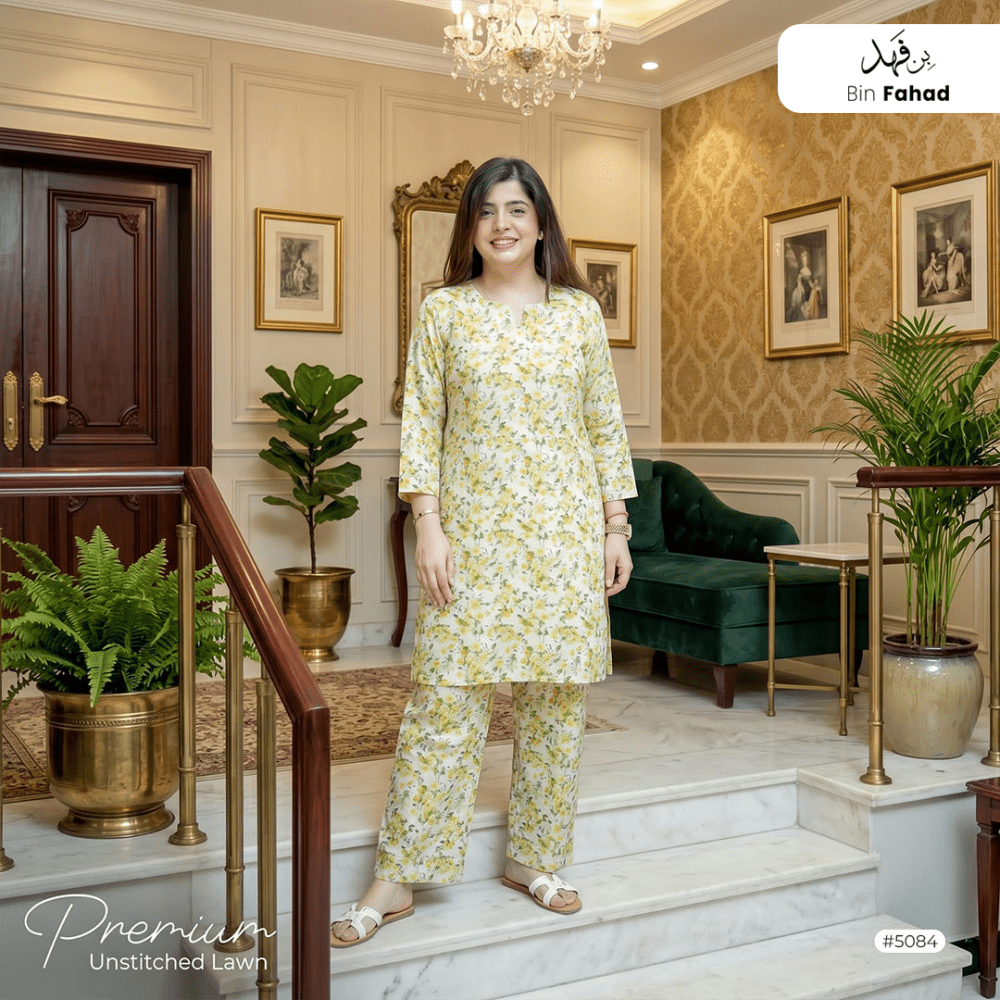 Premium Lawn Unstitched 2pcs (Shirt & Trouser) 5084 - Bin Fahad