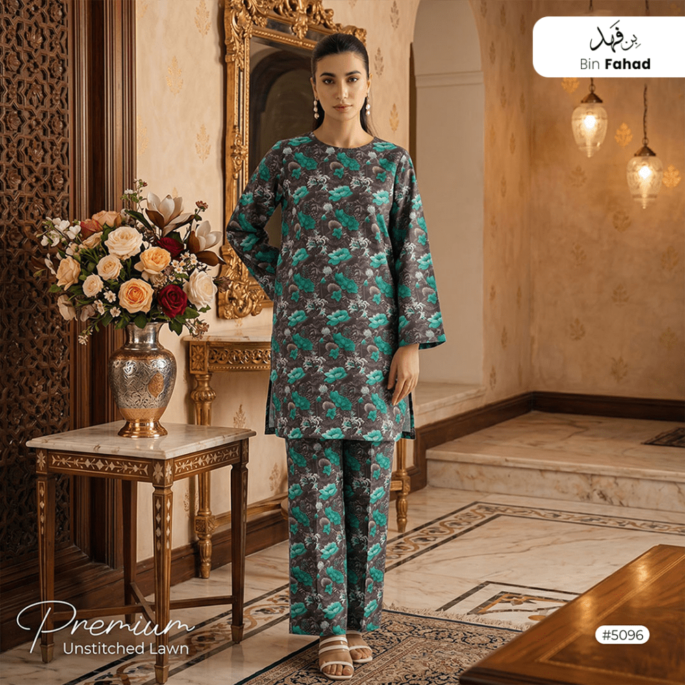 Premium Lawn Unstitched 2pcs (Shirt & Trouser) 5096 - Bin Fahad