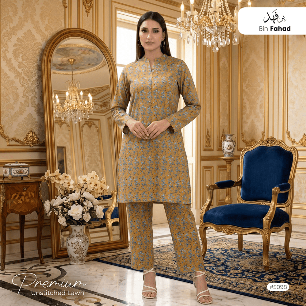 Premium Lawn Unstitched 2pcs (Shirt & Trouser) 5098 - Bin Fahad