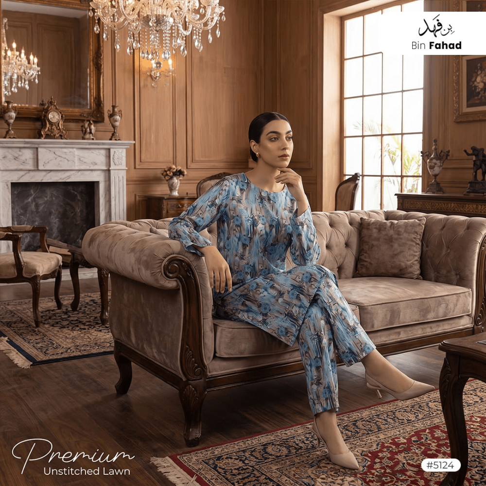Premium Lawn Unstitched 2pcs (Shirt & Trouser) 5124 - Bin Fahad