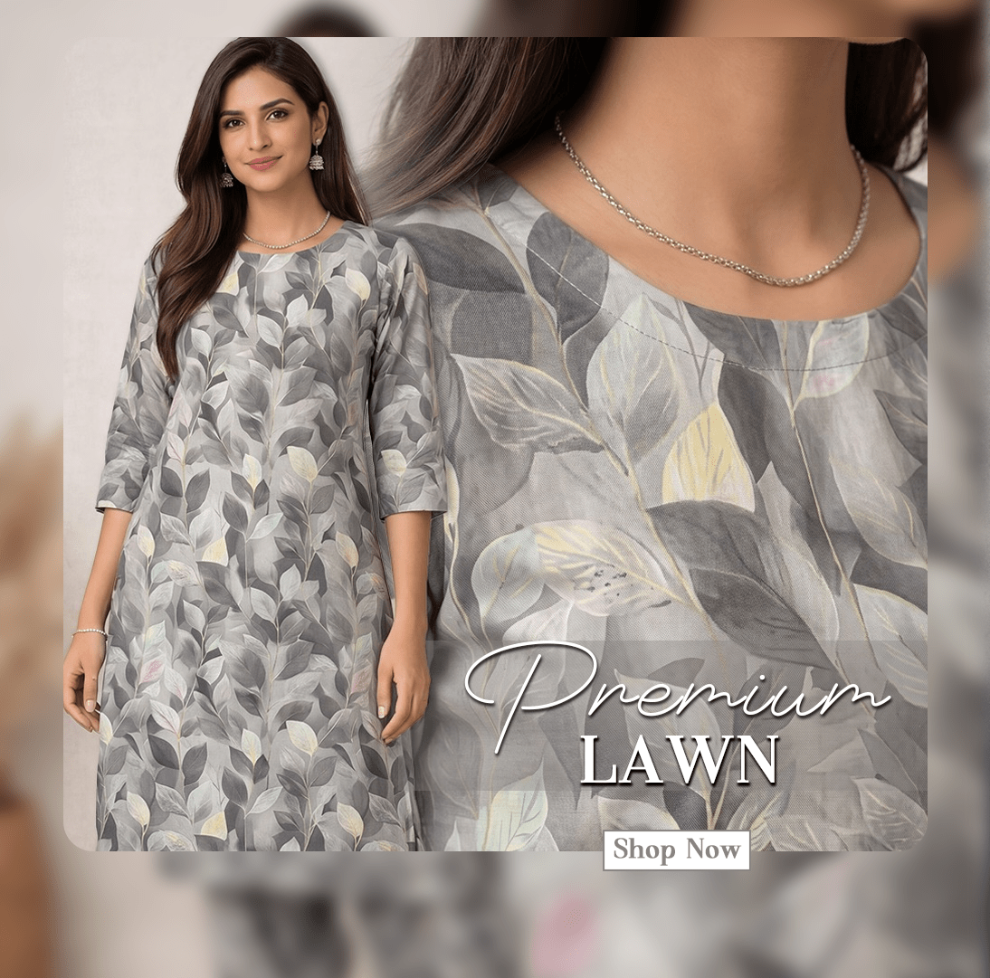 Imported 2pcs Printed Lawn - Bin Fahad