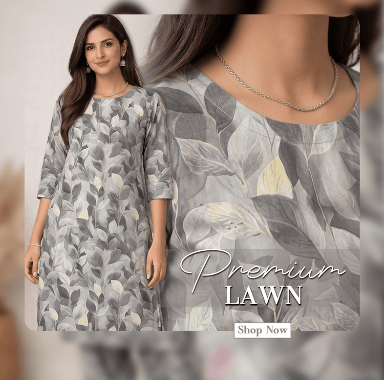Imported 2pcs Printed Lawn - Bin Fahad