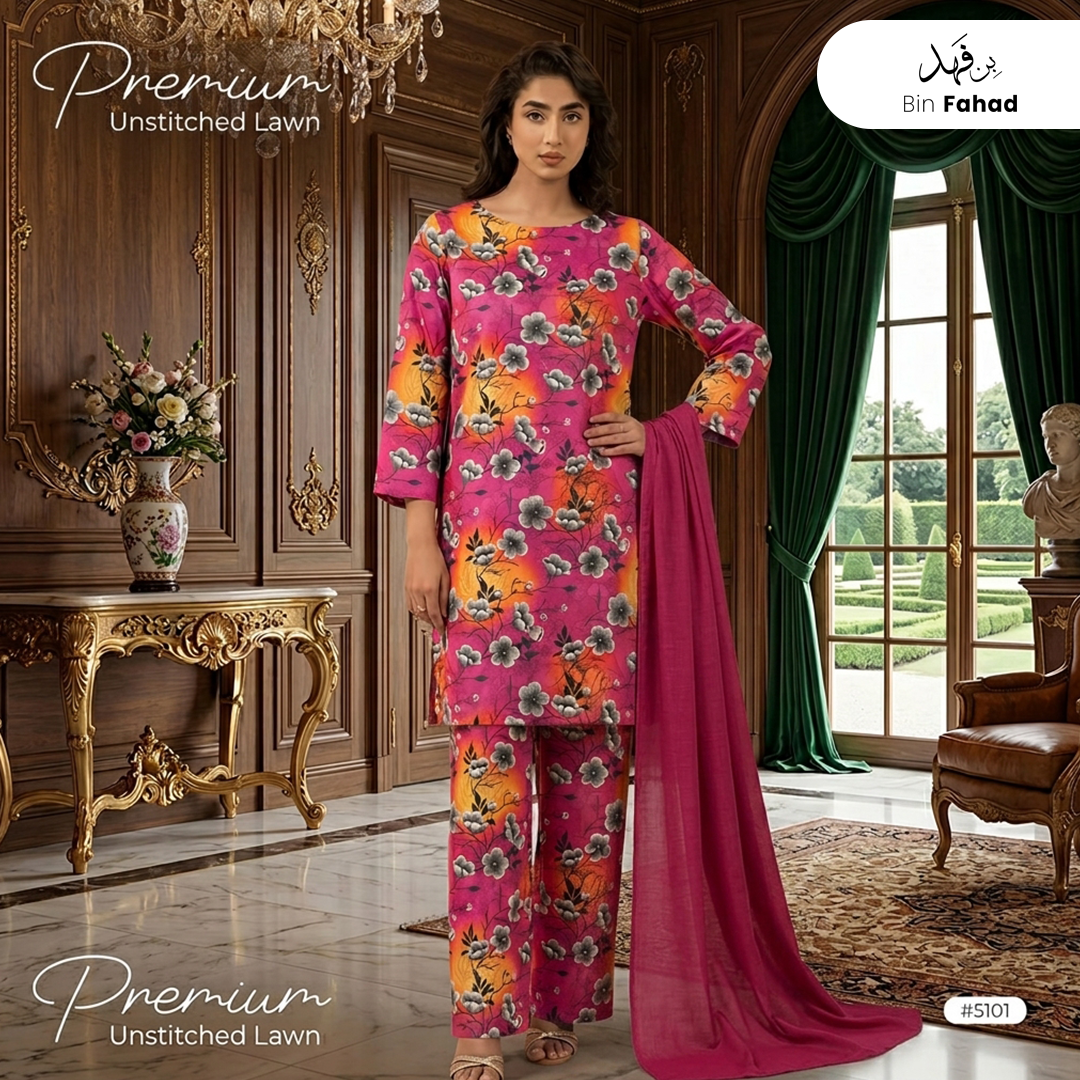 3pcs Premium Lawn Unstitched D-5101