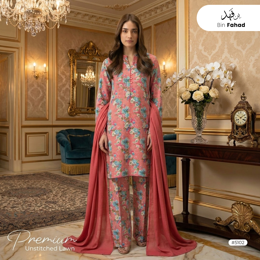 3pcs Premium Lawn Unstitched D-5102