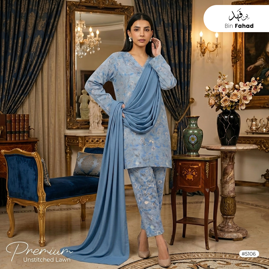 3pcs Premium Lawn Unstitched D-5106