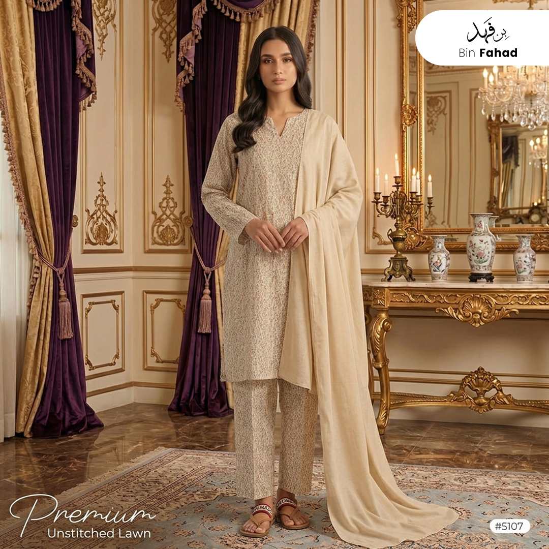 3pcs Premium Lawn Unstitched D-5107