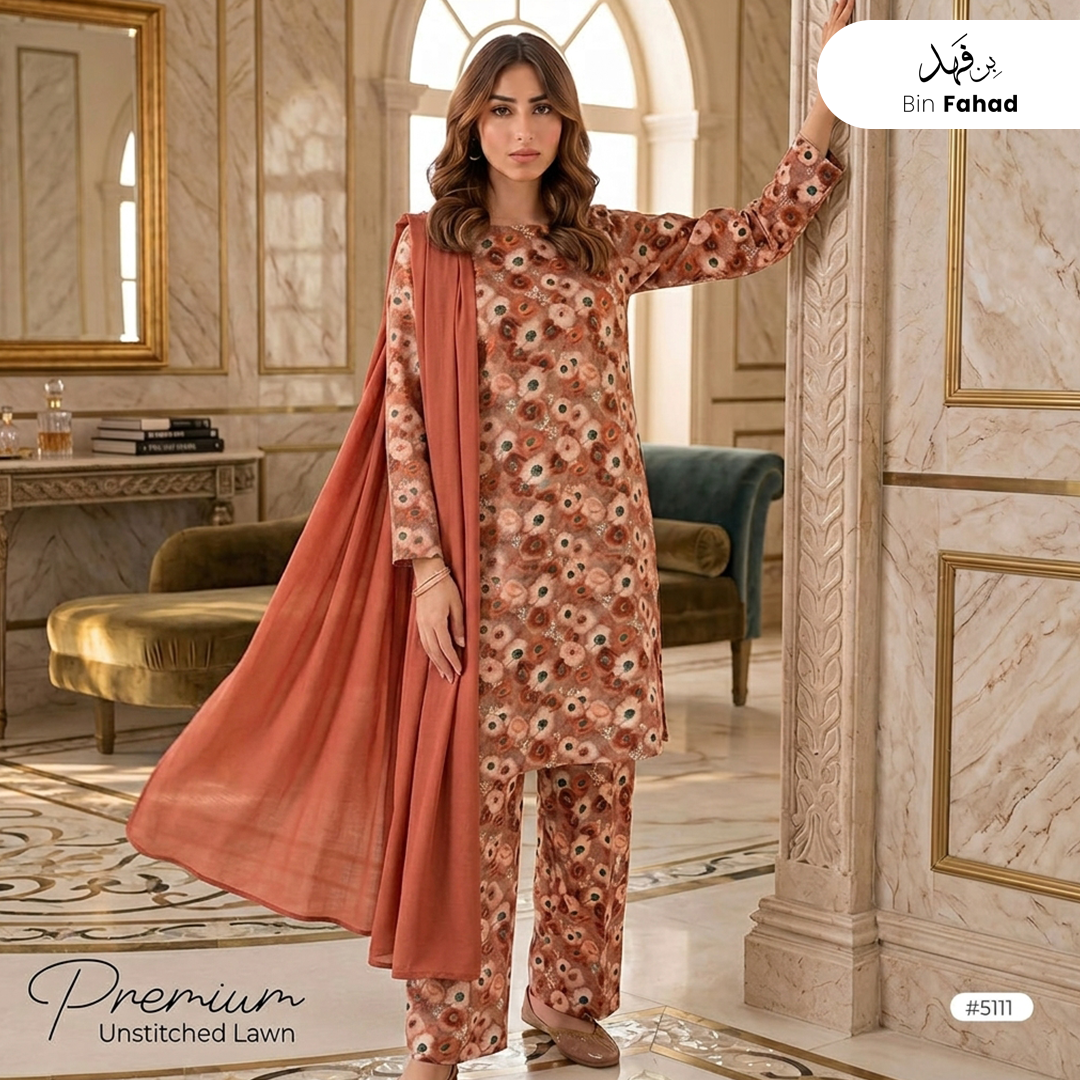 3pcs Premium Lawn Unstitched D-5111