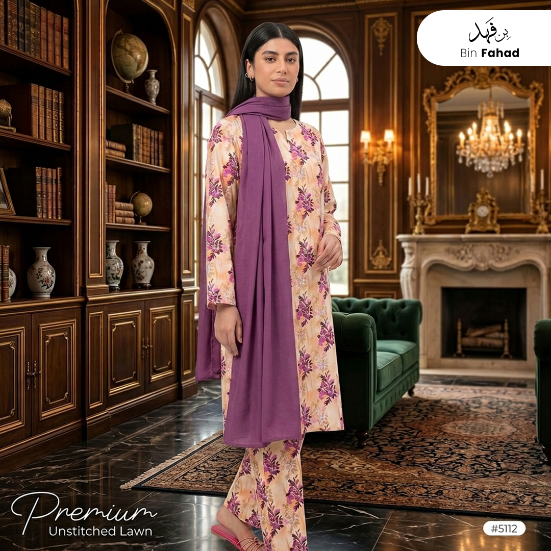 3pcs Premium Lawn Unstitched D-5112