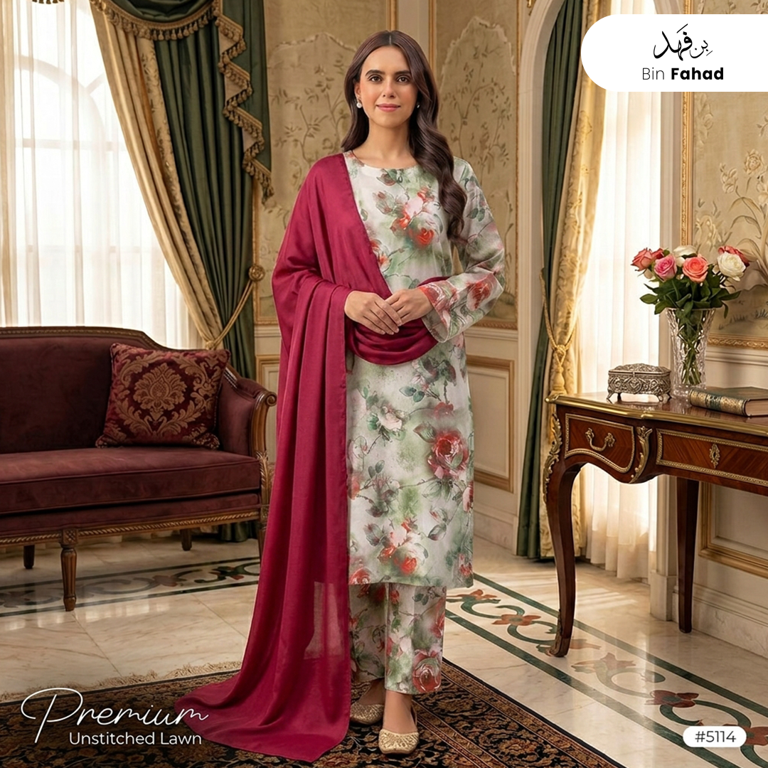 3pcs Premium Lawn Unstitched D-5114