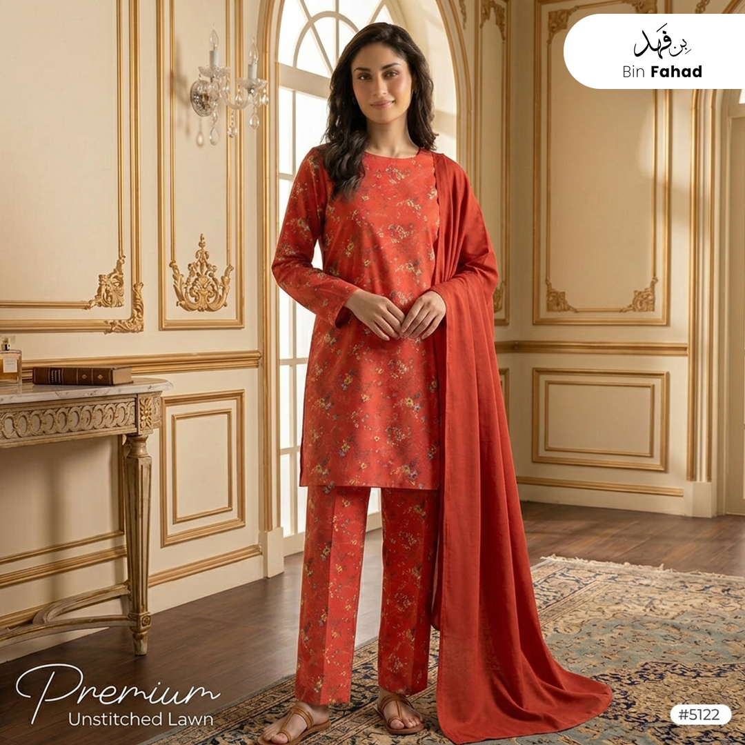3pcs Premium Lawn Unstitched D-5122
