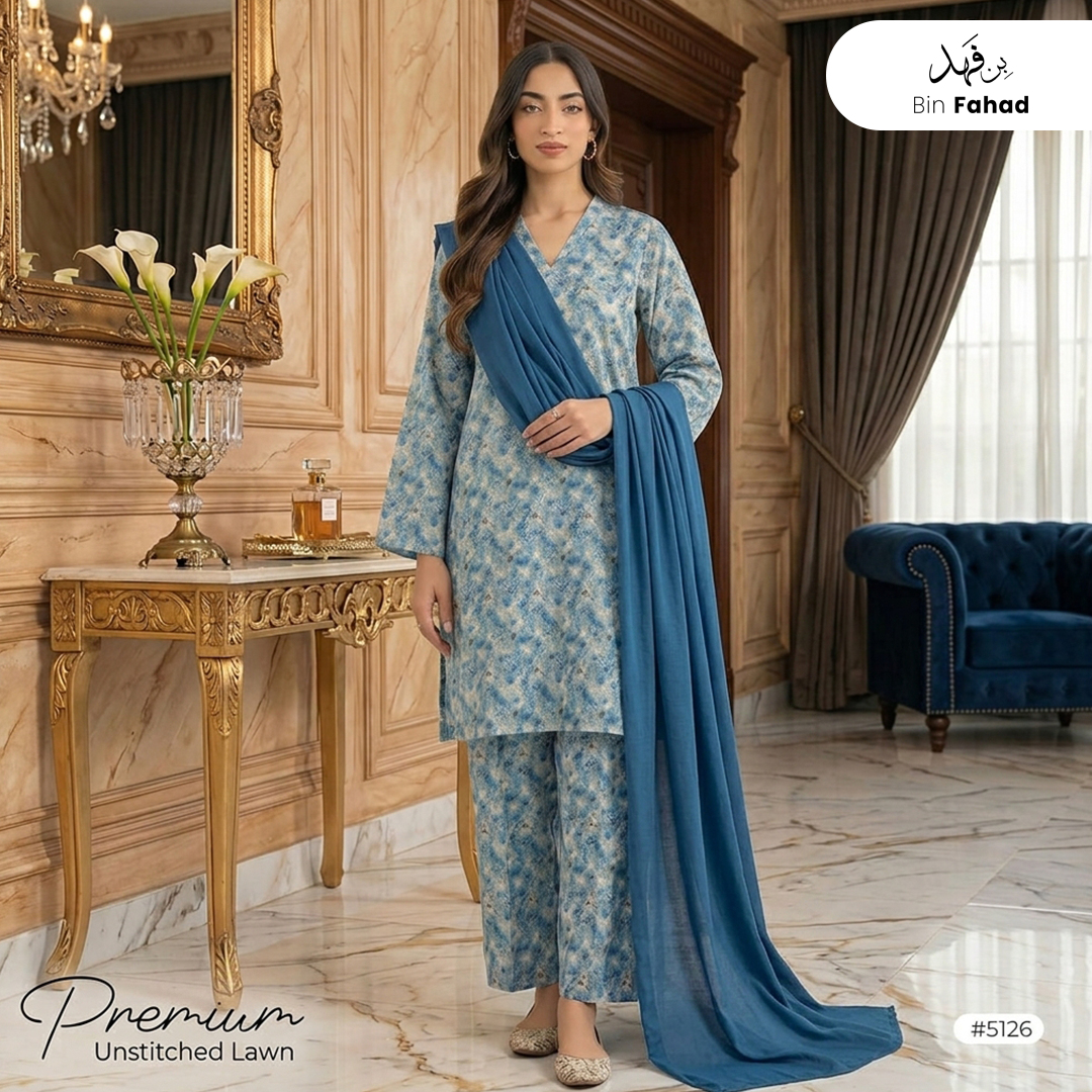 3pcs Premium Lawn Unstitched D-5126