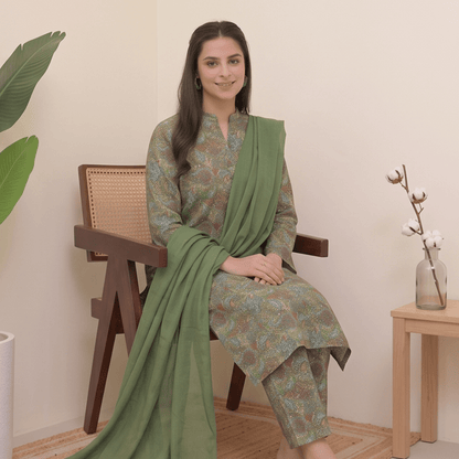 3pcs Premium Lawn Unstitched D-5042 - Bin Fahad