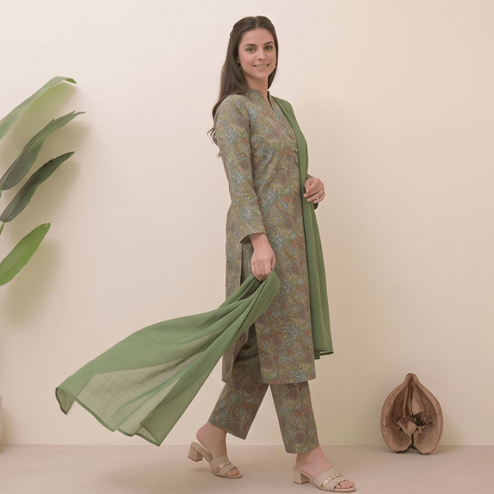 3pcs Premium Lawn Unstitched D-5042 - Bin Fahad