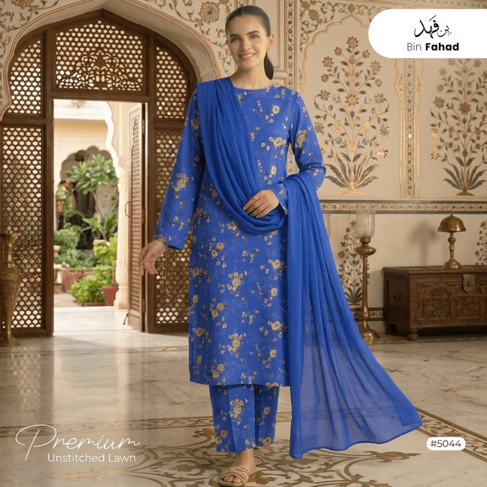 3pcs Premium Lawn Unstitched D-5044 - Bin Fahad