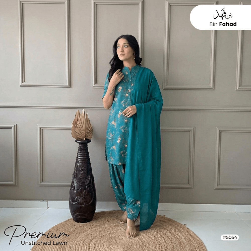 3pcs Premium Lawn Unstitched D-5054 - Bin Fahad