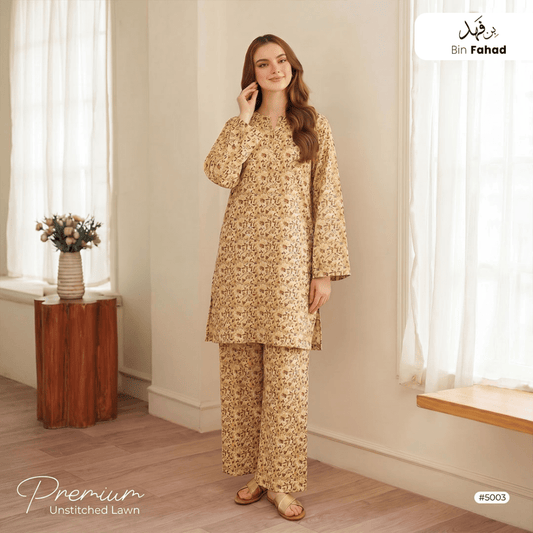 Premium Lawn Unstitched 2pcs (Shirt & Trouser) 5003 - Bin Fahad