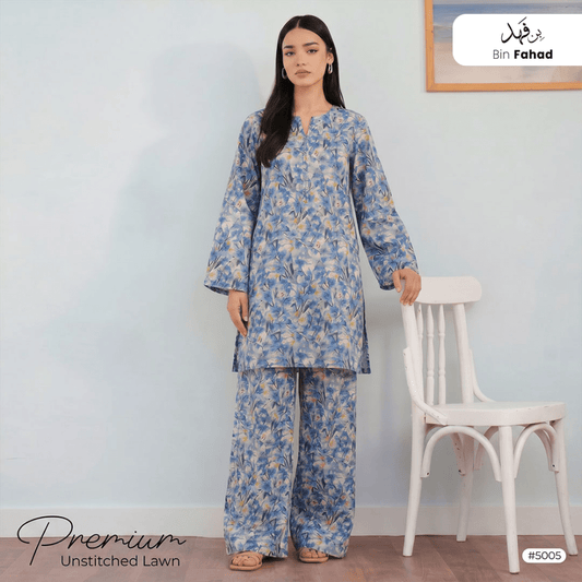 Premium Lawn Unstitched 2pcs (Shirt & Trouser) 5005 - Bin Fahad