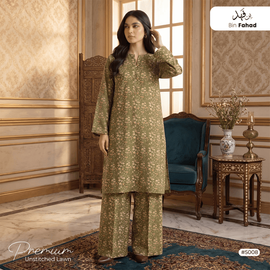Premium Lawn Unstitched 2pcs (Shirt & Trouser) 5008 - Bin Fahad