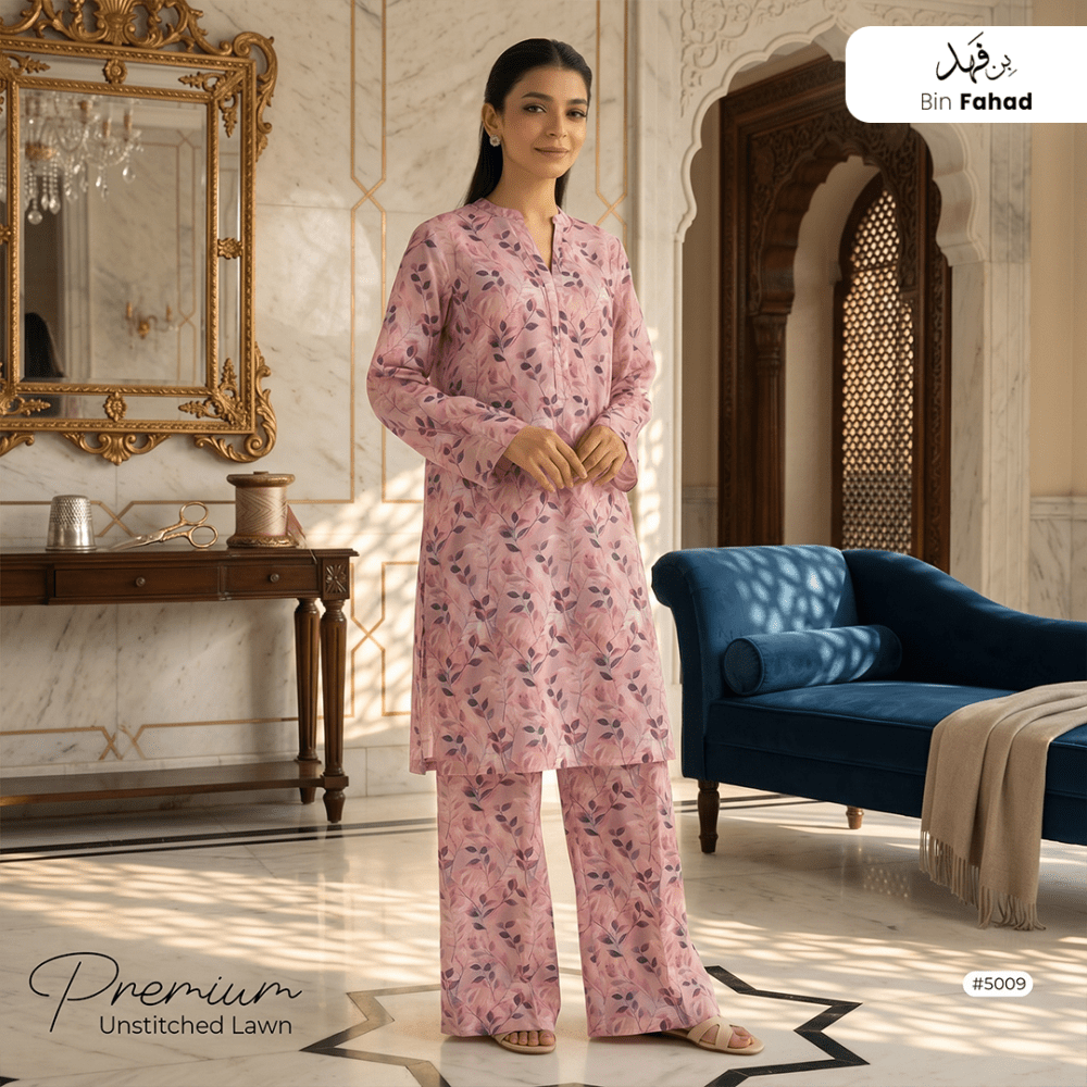 Premium Lawn Unstitched 2pcs (Shirt & Trouser) 5009 - Bin Fahad