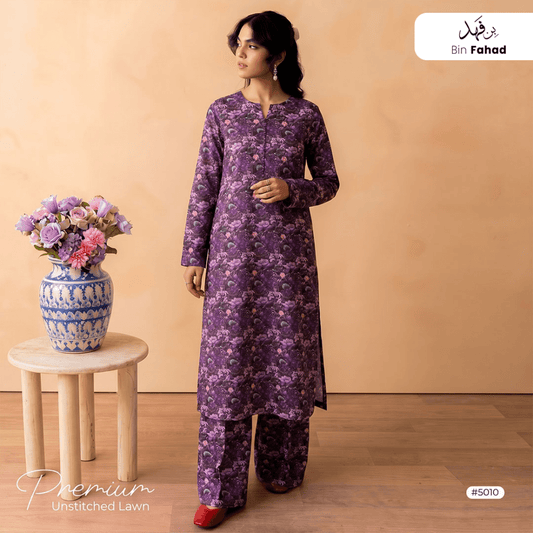 Premium Lawn Unstitched 2pcs (Shirt & Trouser) 5010 - Bin Fahad