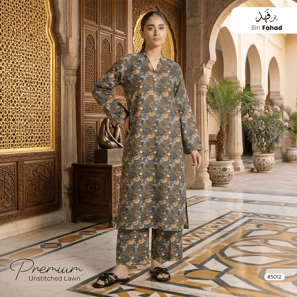 Premium Lawn Unstitched 2pcs (Shirt & Trouser) 5012 - Bin Fahad