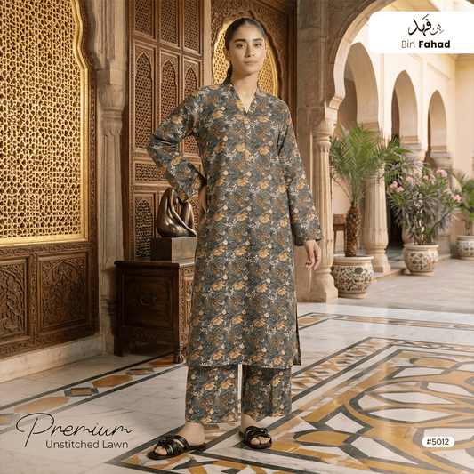 Premium Lawn Unstitched 2pcs (Shirt & Trouser) 5012 - Bin Fahad
