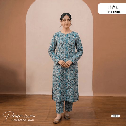 Premium Lawn Unstitched 2pcs (Shirt & Trouser) 5013 - Bin Fahad