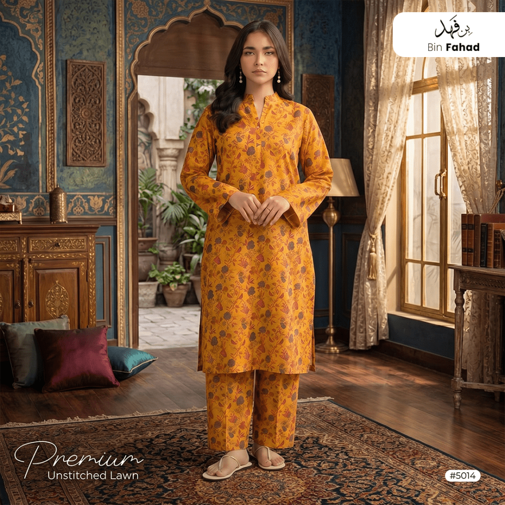 Premium Lawn Unstitched 2pcs (Shirt & Trouser) 5014 - Bin Fahad