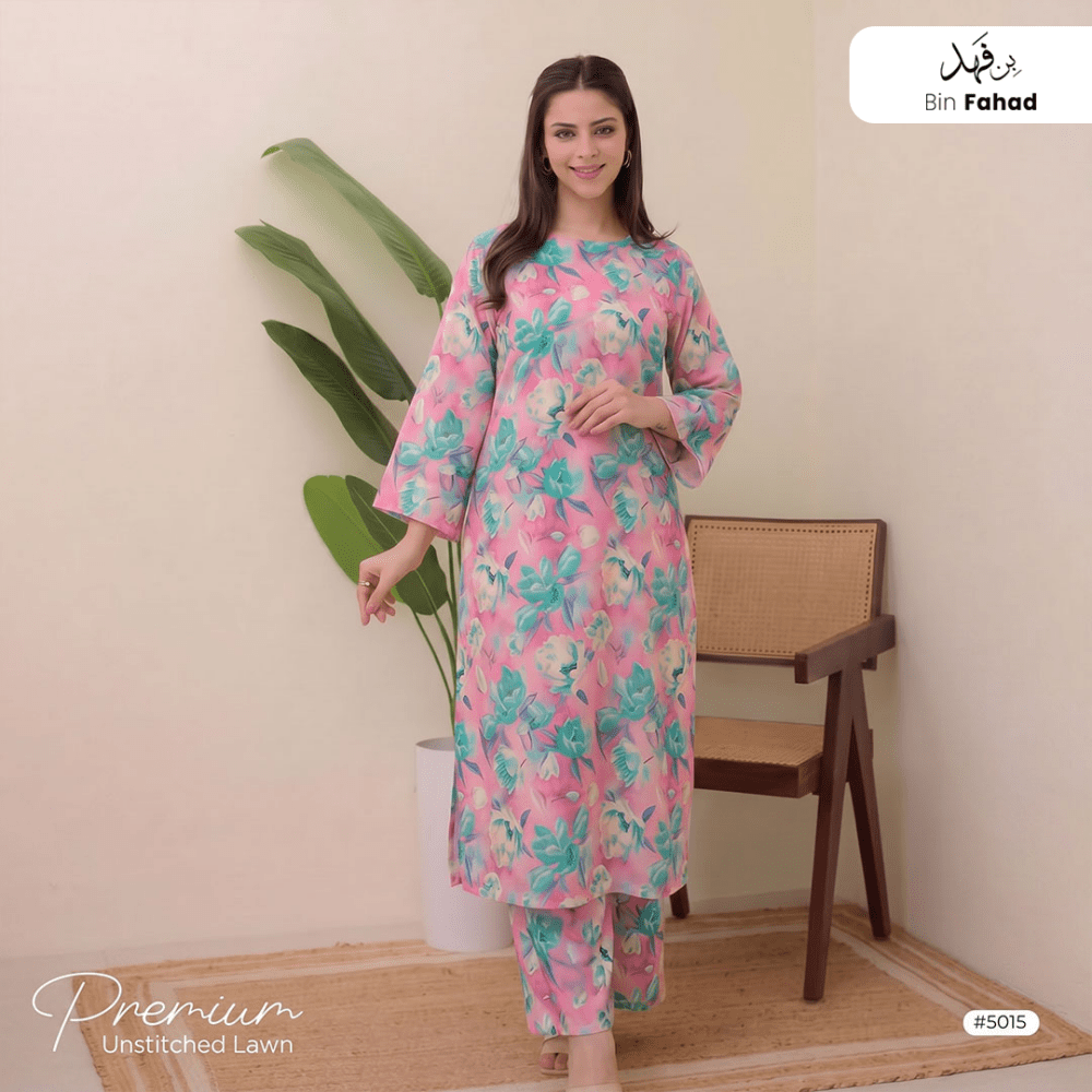 Premium Lawn Unstitched 2pcs (Shirt & Trouser) 5015 - Bin Fahad