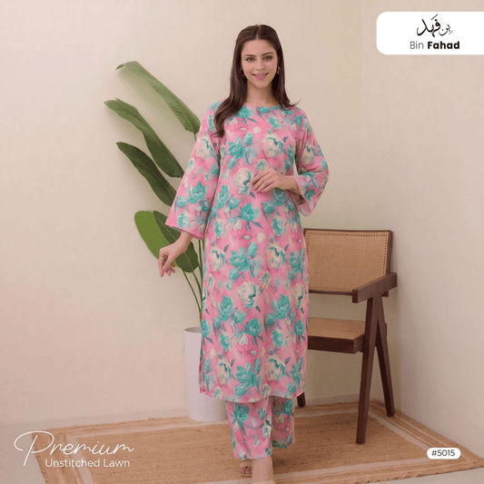 Premium Lawn Unstitched 2pcs (Shirt & Trouser) 5015 - Bin Fahad