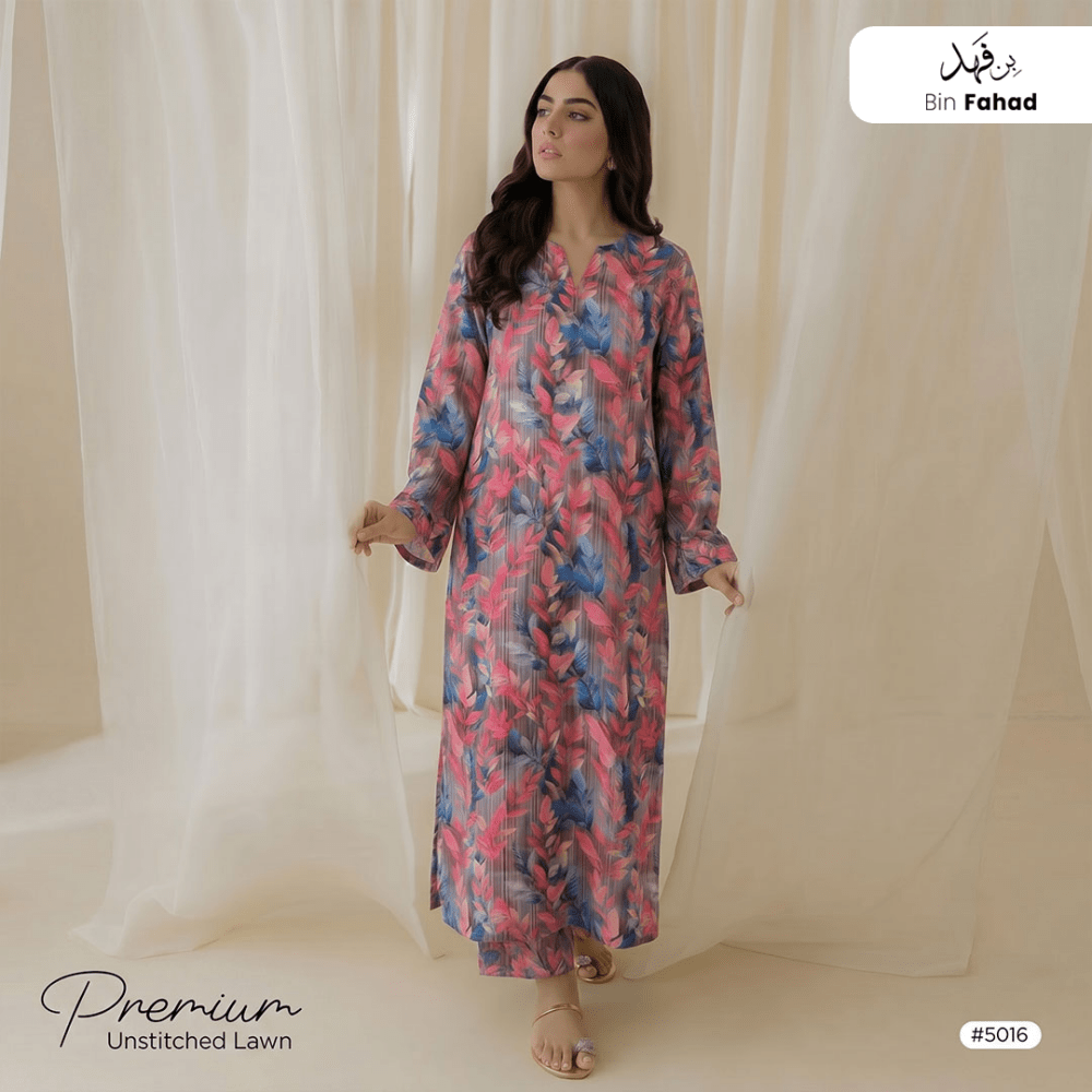 Premium Lawn Unstitched 2pcs (Shirt & Trouser) 5016 - Bin Fahad