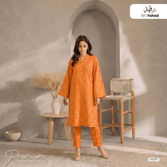Premium Lawn Unstitched 2pcs (Shirt & Trouser) 5017 - Bin Fahad