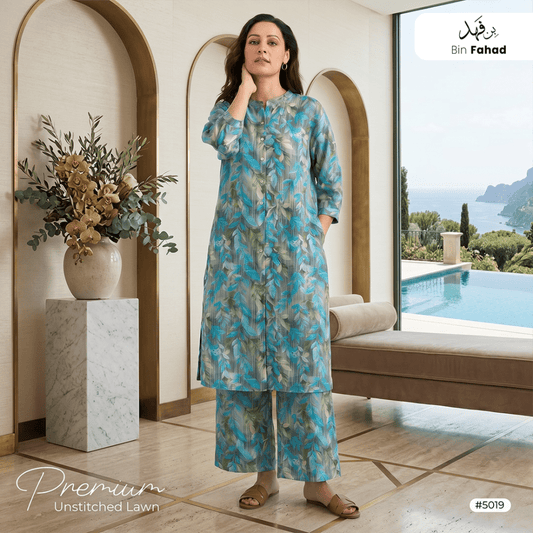 Premium Lawn Unstitched 2pcs (Shirt & Trouser) 5019 - Bin Fahad